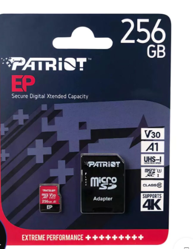 کارت حافظه microSDXC پاتریوت مدل EP-V30 A1 ظرفیت 256 گیگابایت به همراه آداپتور SD