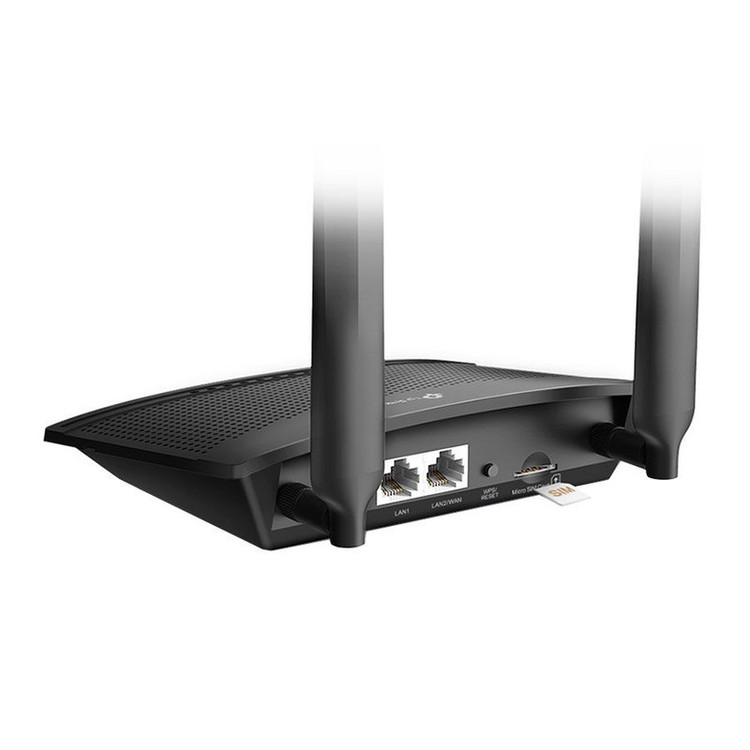 مودم 3G/4G خانگی تی پی-لینک مدل MR100 با قابلیت اتصال سیمکارت، پشتیبانی از 32 کاربر همزمان، سرعت دانلود 300 مگابیت و آپلود 150 مگابیت بر ثانیه، فرکانس 2.4 گیگاهرتز، امنیت پیشرفته و کنترل والدین