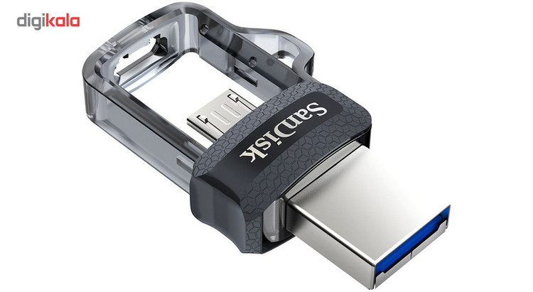 فلش مموری 32 گیگابایت سن دیسک مدل Ultra Dual Drive M3.0 با دو درگاه USB سهنقطهصفر و microUSB، سرعت خواندن تا 150 مگابایت بر ثانیه و اتصال مستقیم به دستگاههای دارای OTG