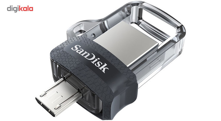 فلش مموری 32 گیگابایت سن دیسک مدل Ultra Dual Drive M3.0 با دو درگاه USB سهنقطهصفر و microUSB، سرعت خواندن تا 150 مگابایت بر ثانیه و اتصال مستقیم به دستگاههای دارای OTG