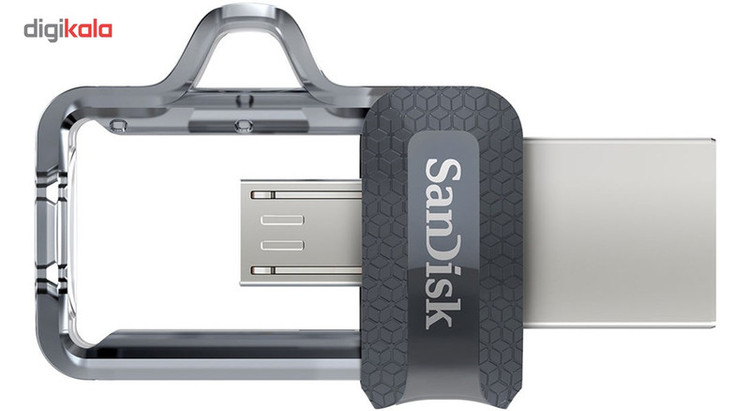فلش مموری 32 گیگابایت سن دیسک مدل Ultra Dual Drive M3.0 با دو درگاه USB سهنقطهصفر و microUSB، سرعت خواندن تا 150 مگابایت بر ثانیه و اتصال مستقیم به دستگاههای دارای OTG