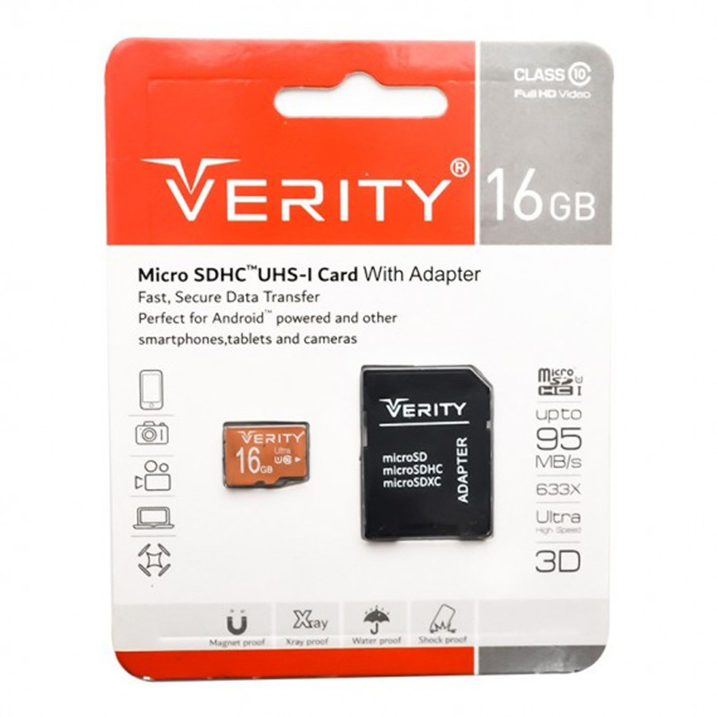 رم موبایل و دوربین وریتی (VERITY) مدل 16GB MicroSDHC 95MB/S خشاب دار