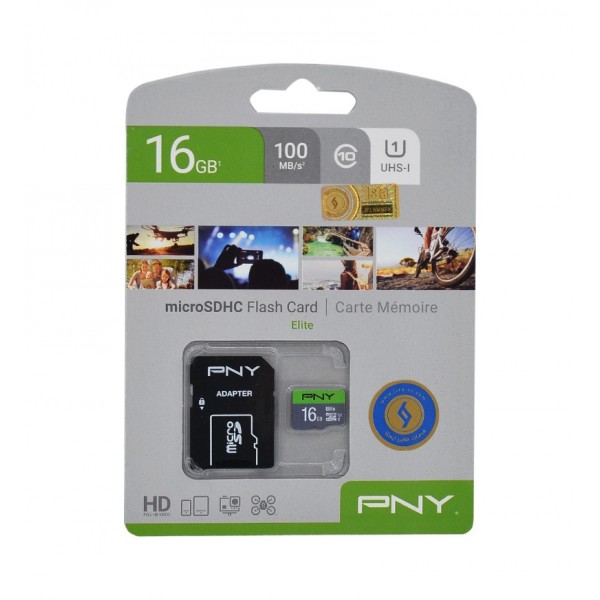 رم موبایل و دوربین پی ان وای (PNY) مدل 16GB MicroSDHC Elite 100MB/s UHS-1 خشاب دار گارانتی ایستا
