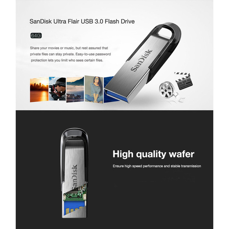 فلش سن دیسک (SanDisk) مدل 64GB Ultra Flair CZ73 USB3.0 گارانتی متین