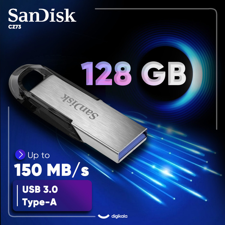 فلش سن دیسک (SanDisk) مدل 128GB Ultra Flair CZ73 USB 3.0 گارانتی متین