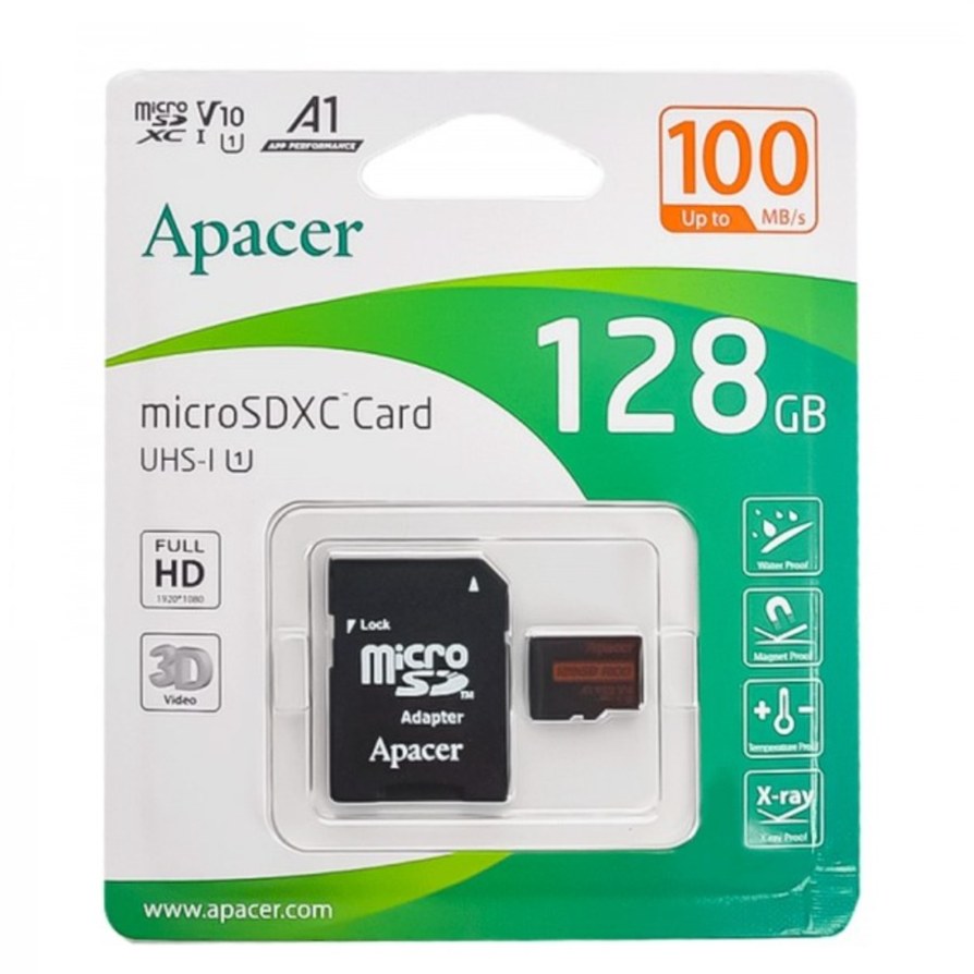 رم موبایل و دوربین اپیسر (Apacer) مدل 128GB AP128GMCSX10UB-R 100MB/s خشاب دار گارانتی آسان سرویس