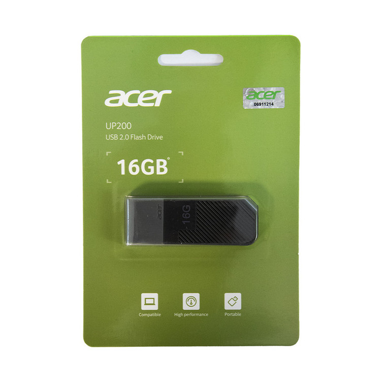 فلش مموری 16 گیگابایت ایسر مدل UP200 با رابط USB 2.0 Type-A و بدنه پلاستیکی مقاوم