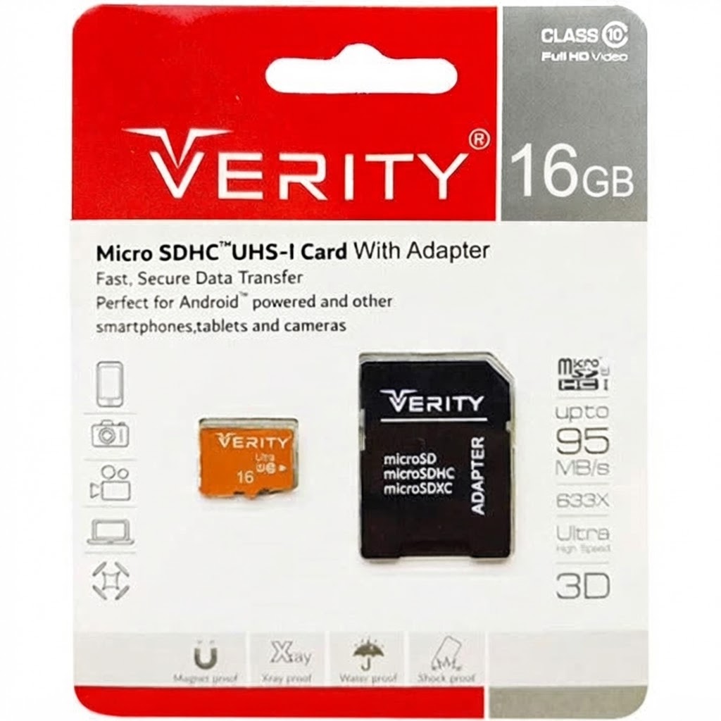 کارت حافظه وریتی ظرفیت 16 گیگ مدل 633X کلاس 10 استاندارد UHS-I U1